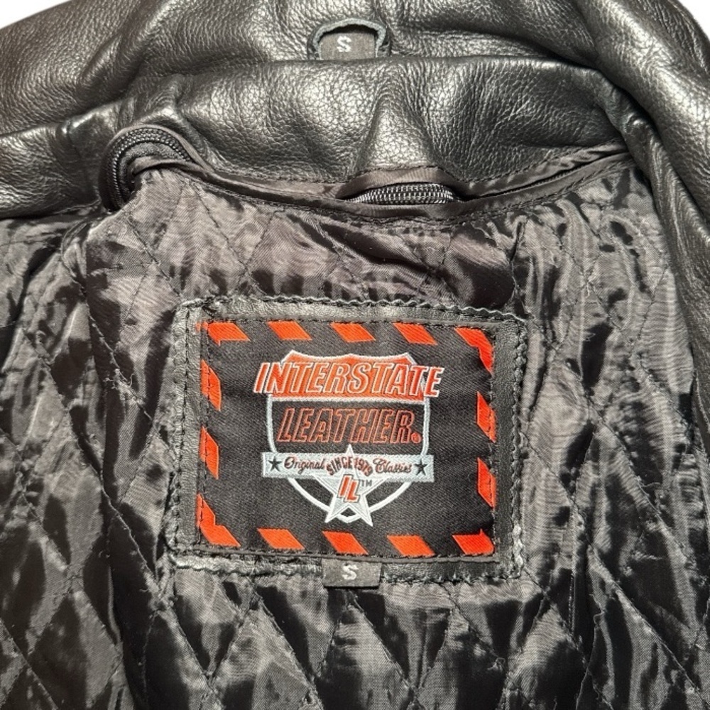 Vintage Black Oversized Xena Interstate Leather Moto Biker Jacket S - Picture 11 of 16